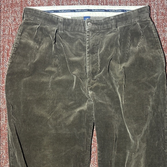 Vintage Ralph Lauren olive green men’s corduroy pants pleated front 36x32 - Picture 9 of 15